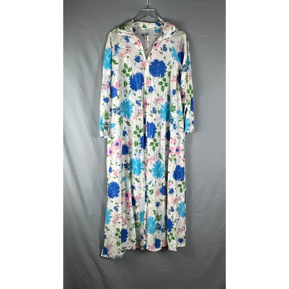 Vintage Montgomery Ward House Dress Womens Multicolor Floral Full Zip Loungewear